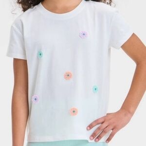 Cat & Jack Girls' Short Sleeve Floral Graphic T-Shirt Cream L (10-12)
